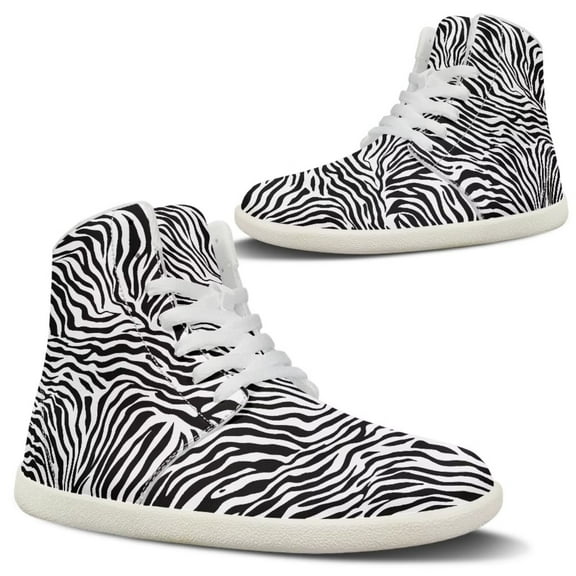 Psesaysky Lace-Up Barefoot Shoes High-Top Minimalist Barefoot Shoes For Women Women's Sneakers with Zebra Stripes