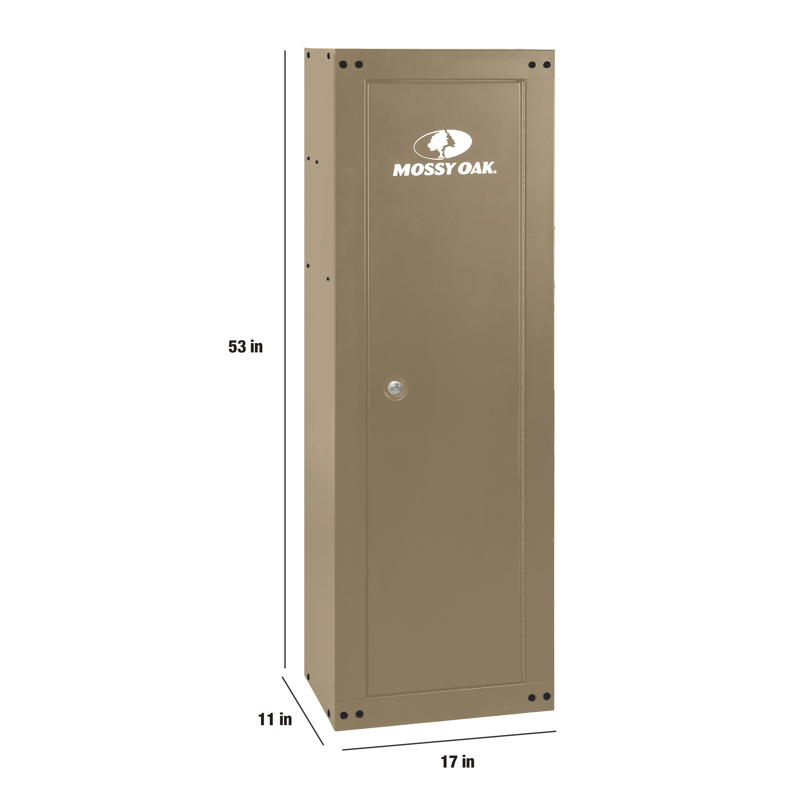 Mossy Oak Gun Security Cabinet, 8 Gun Capacity, Rifle Storage Safe, Key Lock, Tan, 17 x 11 in, 1 Cabinet