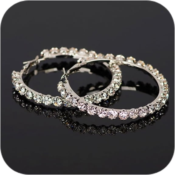 Zephyriana Diamond Hoop Zircon Dangle Earrings for Women Cubic Zirconia Hoop Dangle Elegant Earrings Jewelry Gifts for Women