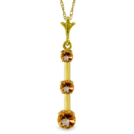 ALARRI 1.25 Carat 14K Solid Gold Ray Of Hope Citrine Necklace with 20 Inch Chain Length.