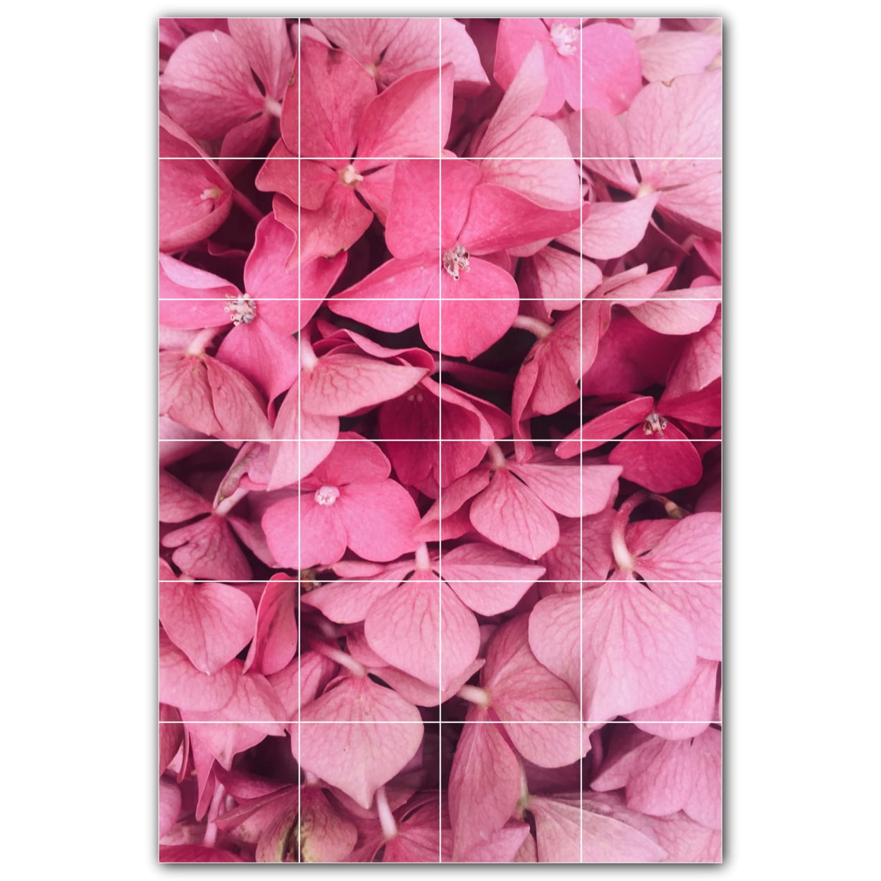 Picture-Tiles.com: Flowers Ceramic Tile Wall Mural WAL500642-46S. 17 W x 25.5 H using (24) 4.25 x 4.25 Ceramic Tiles-Satin Finish