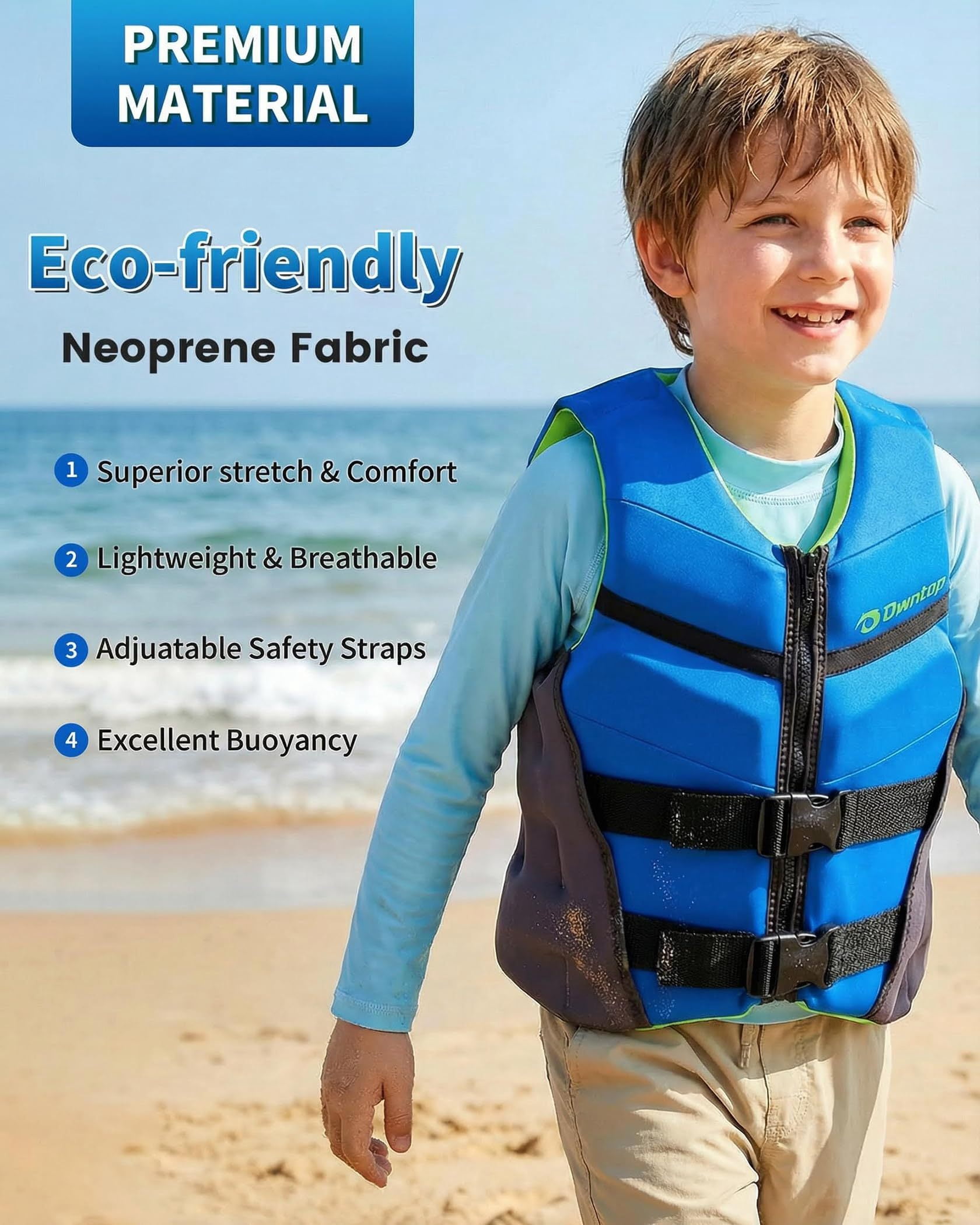 Swim Vest Life Jacket Youth,Adjustable Flotation Buoyancy Swimsuit Trainer Vests,Swimming Aid Jacket for Boys Girls,Kayaking Fishing Sailing Watersports,Fit for 50-125 lbs