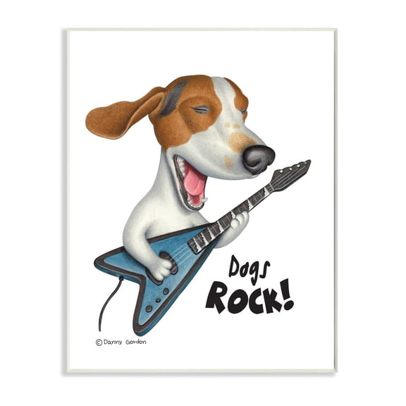 Stupell Industries Beagle with Guitar 'Dog's Rock' Musical Inspiration Designed by Danny Gordan