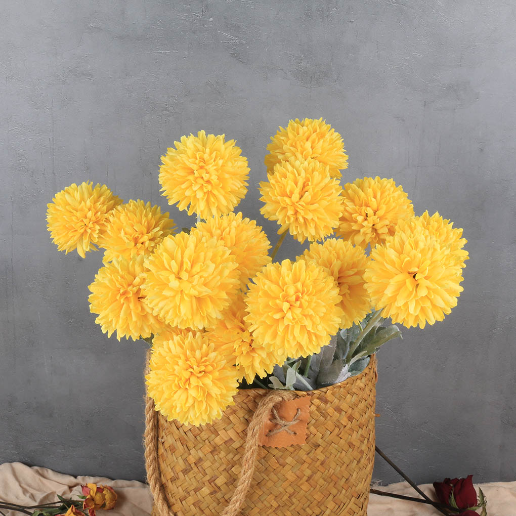 TureClos 4 Bunches Artificial Chrysanthemum Ball Flower Bouquet