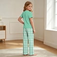 thumbnail image 6 of LEKWK Boys Girls 2 Piece Pajama Set Short Sleeve T-Shirts and Plaid Pants Kids Comfy Lounge Tracksuits Summer Fashion Home Sleepwear 2-14Y, 6 of 9