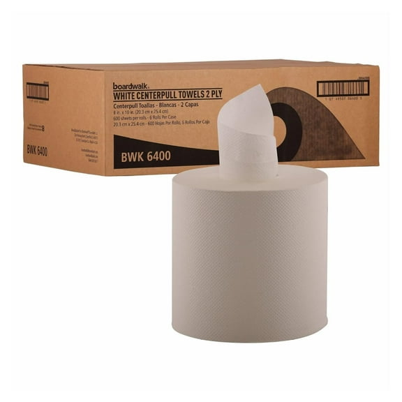 ByEUcuk B6400 7.87 in. x 10 in. 2-Ply Perforated Center-Pull Hand Towels - White (6/Carton)