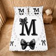 thumbnail image 5 of meiyoeat Black Coquette Bowtie Bed Sheets For Girls,Kids Personalized Letter M Print Full Size Sheets,4 Pieces, 5 of 6