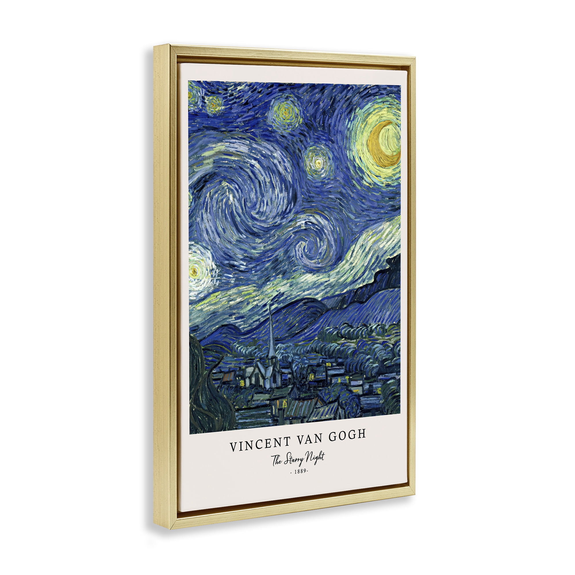 Stupell Industries Classic Starry Night Van Gogh Gold Framed Floater Canvas Wall Art, design by Vintage Hustle