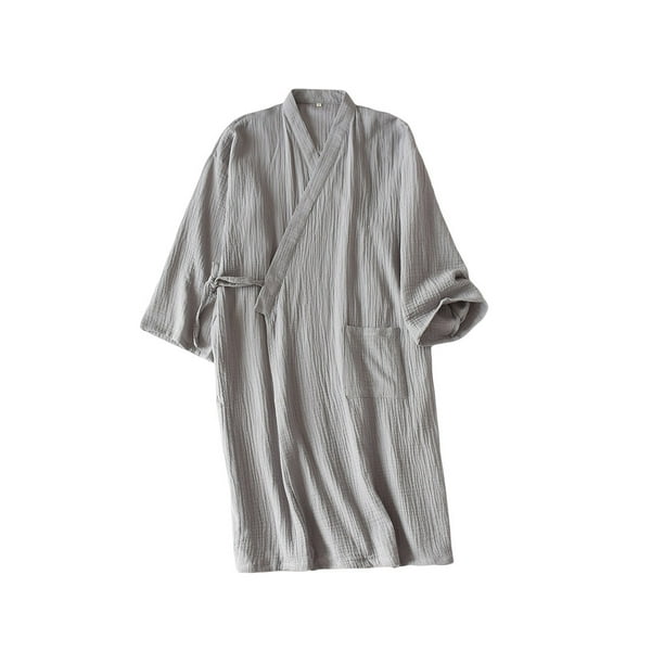 Sonducket Kimono primavera verano algodón crepé camisón bata de baño media manga hogar Hotel pijamas ropa de dormir Pijama Gris Hombres/L Sonducket AP019175-08