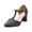 Black, variant on Women‘s Wide Width Vintage Chunky Heel Sandals T-Strap Hollow Open Toe Pumps
