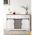 thumbnail image 2 of Farmhouse Wine Bar Cabinet w/Sliding Barn Door, 54" Kitchen Coffee Bar Cabinet w/Wine & Glass Rack, Storage Shelves, 3 Drawers, Rustic Large Buffet Sideboard for Dining Room, Antique White19028, 2 of 6