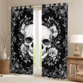 thumbnail image 2 of jejeloiu Spooky Gothic Black Out Curtains,Skull Flower Pattern Curtains Pack of 2 (42x63 Each),White Gray Black Bedroom Curtains For Men Women,Super Cozy Room Decor, 2 of 6