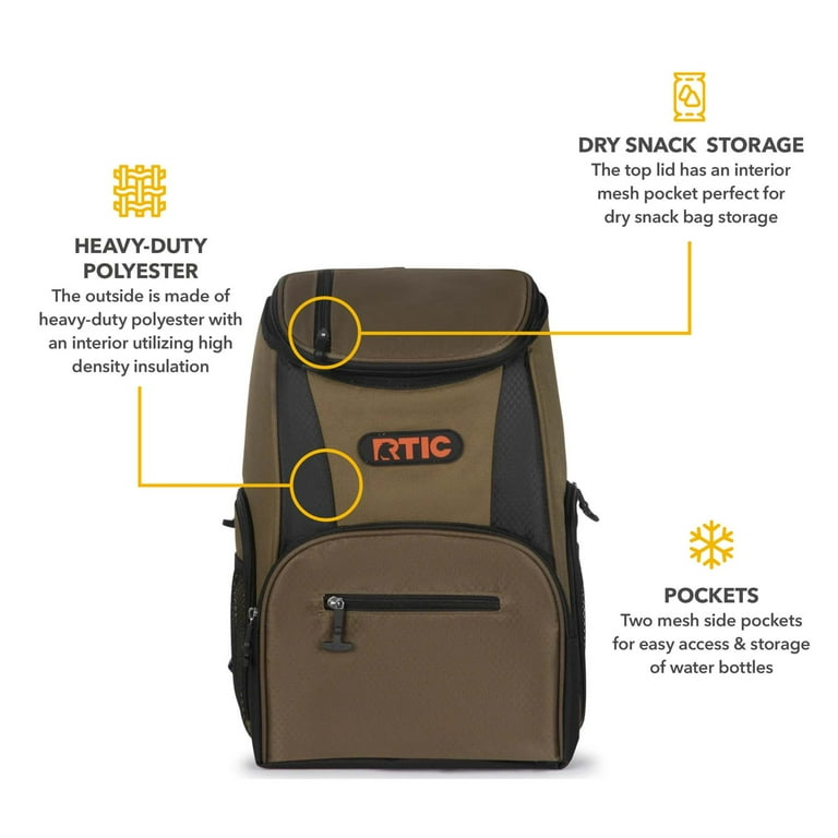 RTIC 15-Can Insulated Backpack Cooler for Hiking Camping, Extra