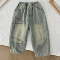 thumbnail image 2 of Odeerbi 1-10 Years Toddler Boys Jeans Cute Retro Denim Pants Solid Color Elastic Waist Cowboy Pants, 2 of 8