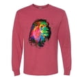 thumbnail image 2 of Lion Paint Art Splatter Abstract Art Animal Lover Mens Long Sleeve Shirt, Vintage Heather Red, Small, 2 of 3