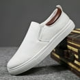 thumbnail image 5 of Dakaela Mens Slip on Sneakers Canvas Casual Dressy Work Loafers Low Top Walking Flats Shoes White 10, 5 of 6