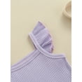 thumbnail image 5 of Gureui Newborn Baby Girl Summer Clothes Set Solid Color Sleeveless Ruffle Ribbed Knitted Tank Top Shorts Set, 5 of 9