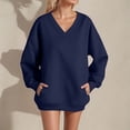 thumbnail image 2 of DHFJKG Womens Sweatshirt Oversized V Neck Long Sleeve Plain Sweatshirt Drop Shoulder Loose Fit Casual Pullover With Pocket Cozy Tops, 2 of 4