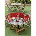 thumbnail image 3 of Outdoor Tablecloth with Umbrella Hole and Zipper, Red Snowman Round Table Cloth 54 Inch Waterproof Tablecloth, Christmas Winter Snowflake Xmas Tree Picnic Table Cover for Patio Camping, 3 of 7