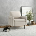 thumbnail image 2 of HOMCOM Fabric Accent Chair Modern Armchair w/ Metal Legs Side Pockets Cream, 2 of 10