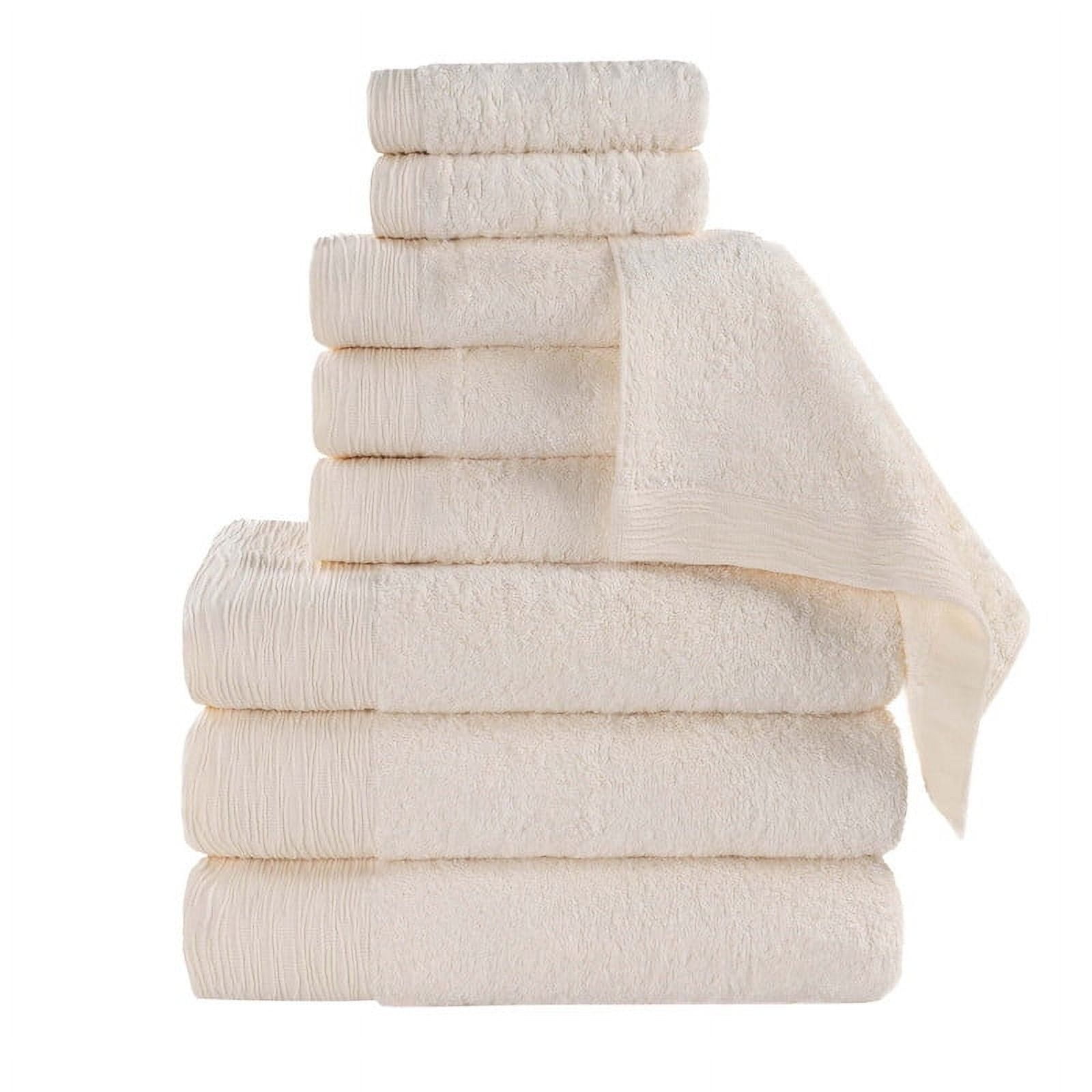 Superior Rayon From Bamboo Soft 9-Piece Towel Set, Cotton Blend Modern Towels, Ivory