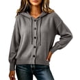 thumbnail image 3 of Maplenight Hooded Cardigans for Women Button Down Knit Sweater Long Sleeve Drawstring Casual Fall Lightweight Sweaters, 3 of 7