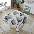 thumbnail image 3 of Black White Tulip Tablecloth Square Table Cloth 60x60 , Waterproof Tablecloth Outdoor Table Cloth, Spring Greyscale Leaf Flower Plant Washable Table Cover for Kitchen Dining Party, 3 of 8