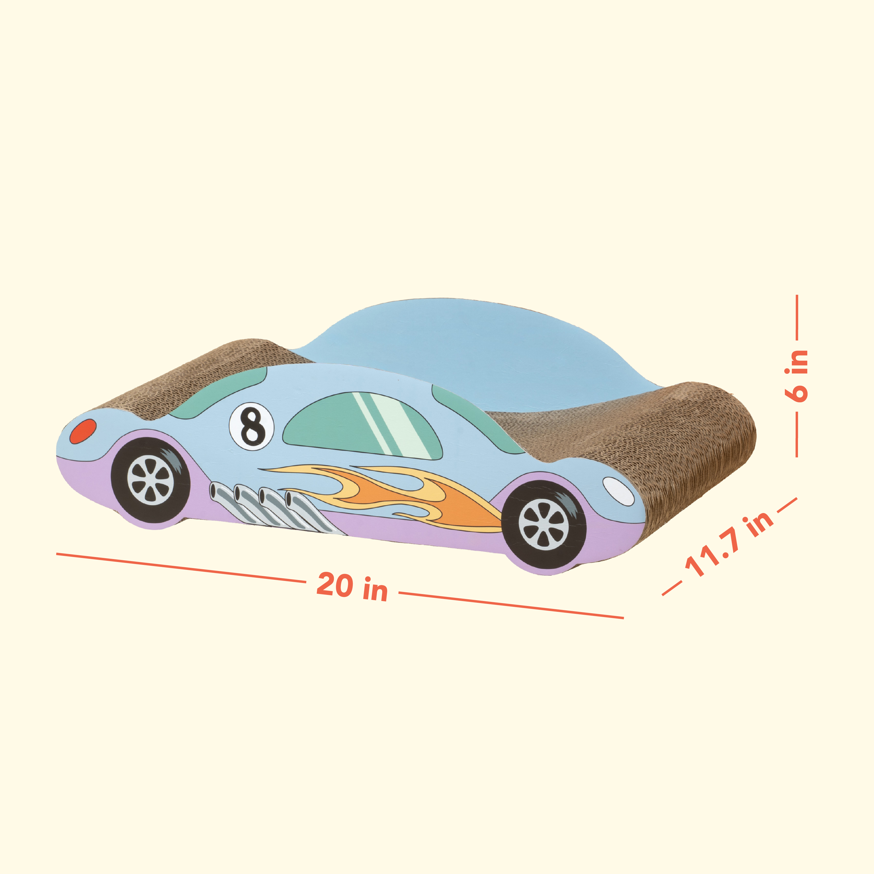Oodles Blue Hot Rod Race Car Durable Corrugated Cardboard Cat Scratching Pad, One Size