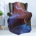 thumbnail image 4 of Fantasy Soft Flannel Fleece Throw Blanket, Woman on Beach Psychedelic Design Aurora Borealis Sky Star Nature Picture Print, Cozy Plush for Indoor and Outdoor Use, 50" x 60", Blue Purple, by Ambesonne, 4 of 5