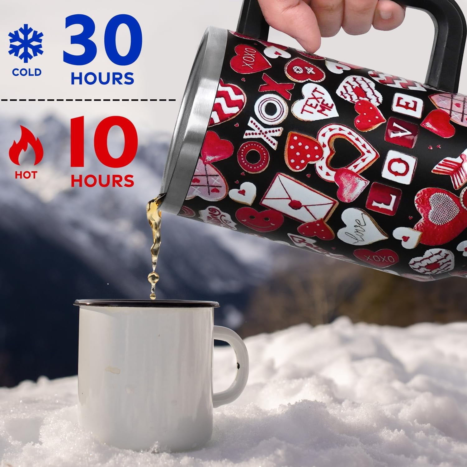 Christmas Gifts 40 oz Tumbler with Handle and Straw Lid,Cute Gifts for Women Santa Claus Sleigh Xmas Tree Vacuum Insulated Leak Proof Tumbler,Winter Holiday Accessories Stainless Steel Coffee Cup Mug