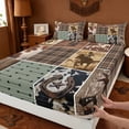 thumbnail image 4 of Erosebridal Rustic Cow Hide Full Size Sheets,Western Texas Star Cowhide Print Bed Sheets For Cowboy Cowgirl 4 Pieces, 4 of 6