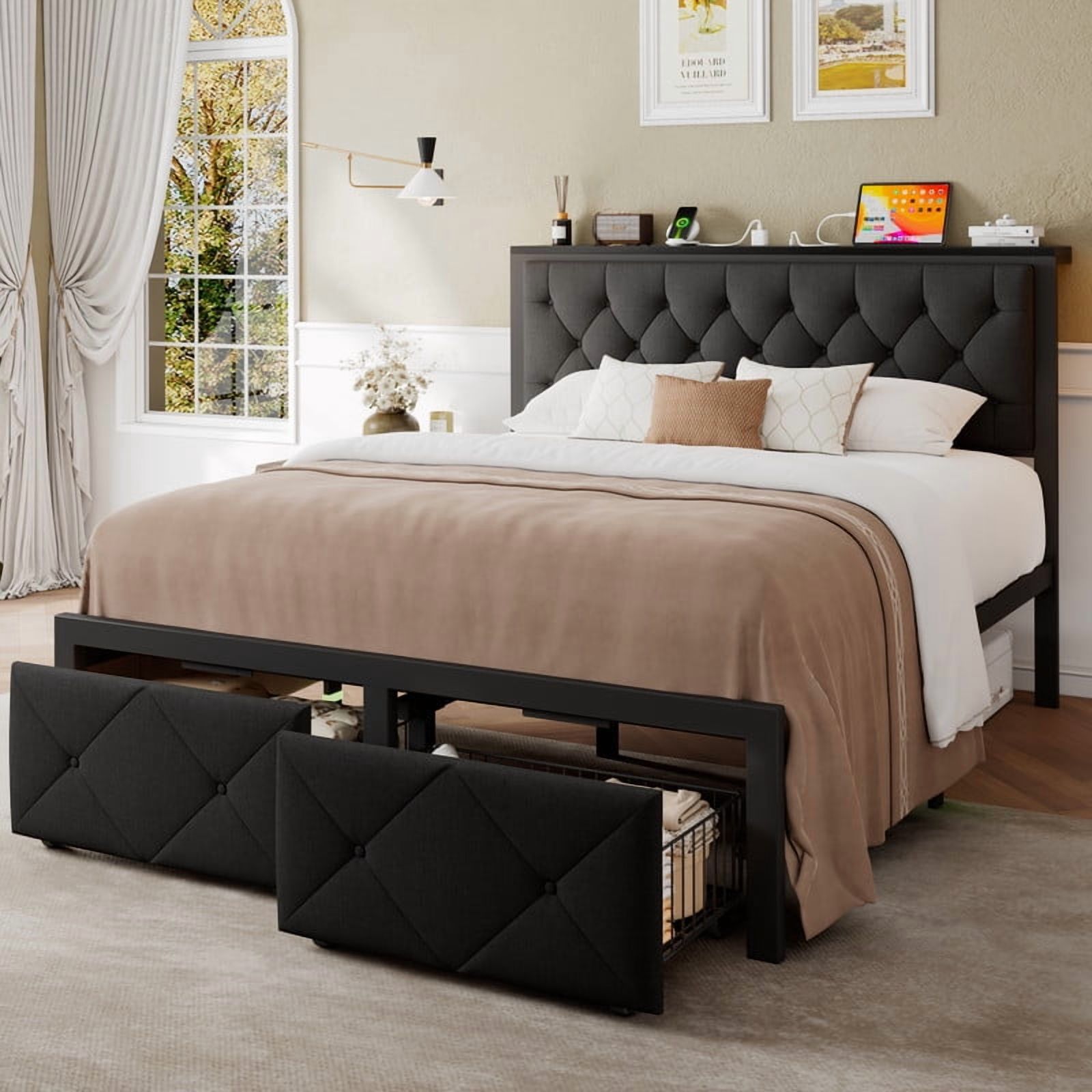 Honfach Full Platform Bed With Storage Drawers photo 6
