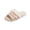 Pink, variant on Women's Checkered Open Toe Fluffy Slides, Woven Pattern Band Cozy Soft Faux Fur Slide Sandals With Comfortable Flat Bottom Anti Slip Insole Lightweight Home Bedroom Mules,Coffee 5.5
