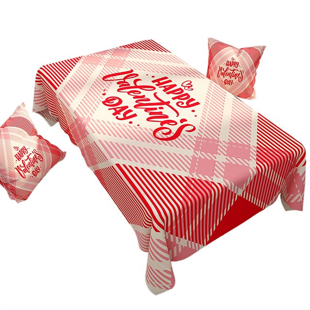 BINGLI Rectangle Valentine Tablecloth Waterproof & Stainproof Valentine Day Tablecloths, Plaid Table Cloth Washable Wrinkle-Free Fabric Table Cover for Dining/Party/Wedding (23.6*19.6in)