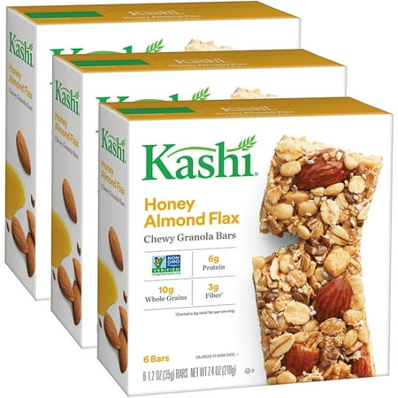 Kashi Chewy Granola Bars, Honey Almond Flax, 1.2 Oz, 6 Ct (Pack of 3)