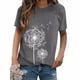 thumbnail image 2 of Camiseta de mujer con estampado floral, cuello redondo, manga corta, camiseta suelta, gris oscuro, L kenally  AP000466-11, 2 of 7