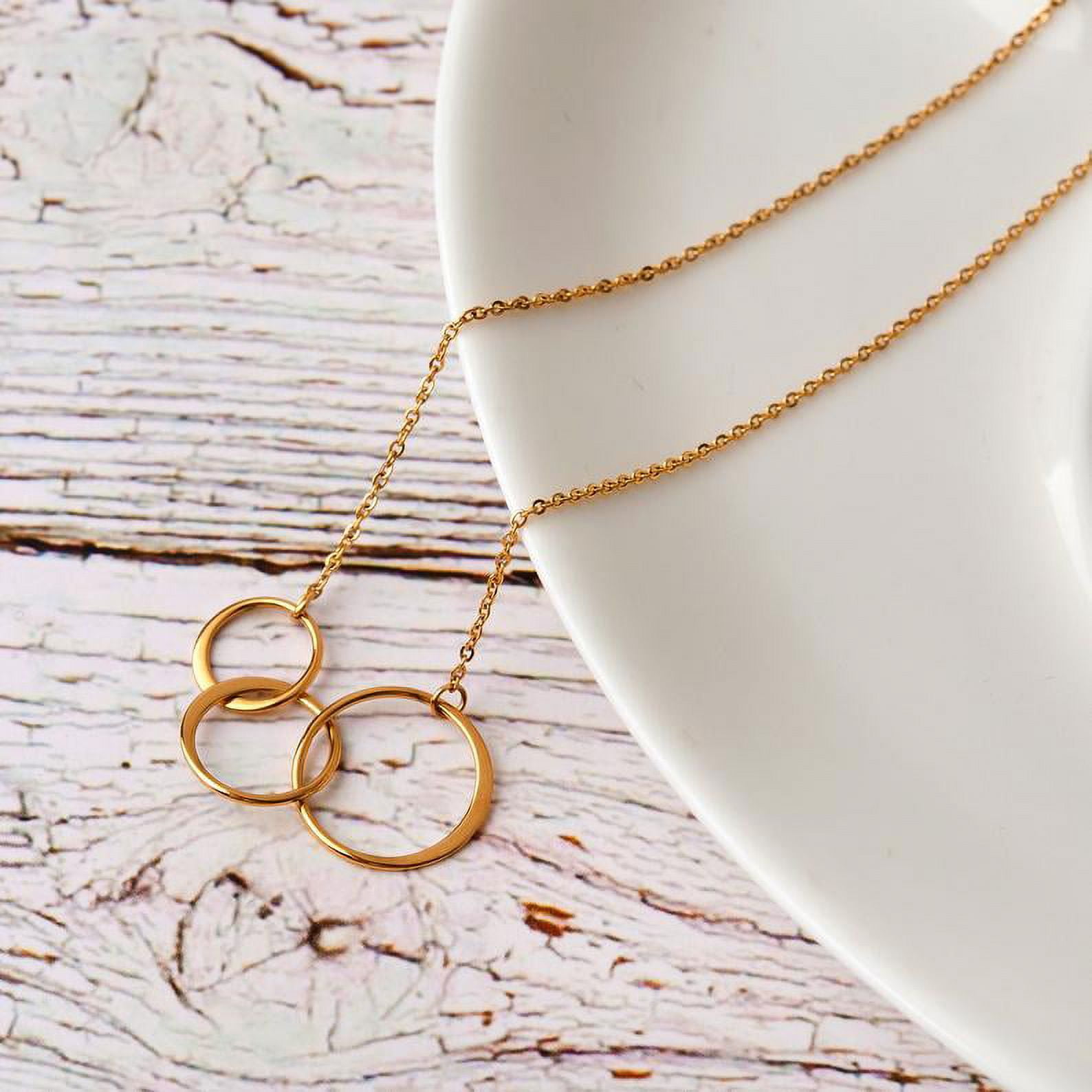 To My Precious Grandma Mother's Day Necklace, Mother's Day Gift, Mother's Day Card Necklace, Mother's Day Gift for Grandma, Gold Infinity Rings Mother's Day Necklace [Rose Gold, Personalized Card]