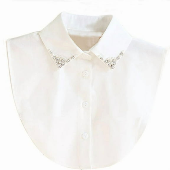 ZUARFY Rhinestone Beads False Shirt Collar Fashionable Decorative Faux Collar Tie Women