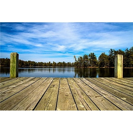 Image of GreenDecor Scenic Background Lake Trees Children Wooden Floor Photography Props Backdrops 7x5ft