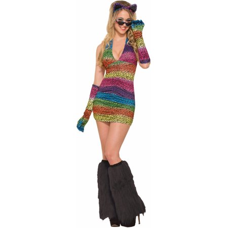 Womens Rainbow Leopard Print Party Animal Halter Dress - Walmart.com
