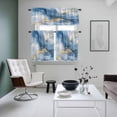 thumbnail image 5 of Marble Texture Kitchen Curtains Valances and Tiers Set of 3 Modern Gold Blue Ripple Effect Tier Curtains and Valance with Rod Pocket for Small Windows, 27.5"x24", 5 of 9