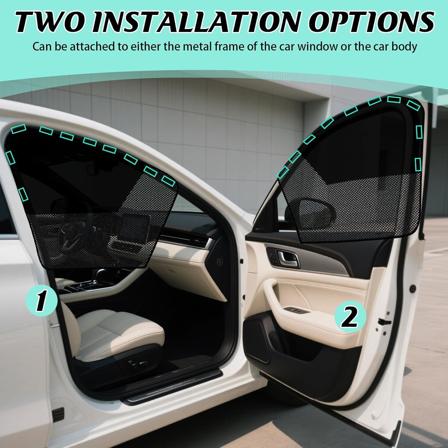 Car Window Covers, Magnetic Car Front Side Window Shade, 2 Pack Front Seat Side Window Covers with Half Shade, Front Window Covers for Driver, Double Layer Mesh Sun Block UV Protection Covers