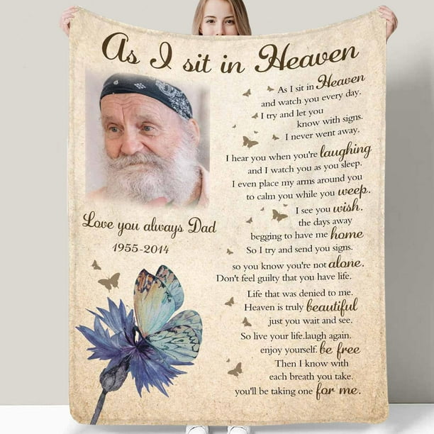 Sympathy Gifts for Loss of Mother Dad, Custom Photo Blankets with Your