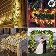 thumbnail image 6 of GEEKEO Solar Fairy Lights Curtain Outdoor, Artificial Ivy Green Leaf String Lights 5M/16.4FT 50 LEDs Fairy Lights Outdoor Solar Interior for Bedroom Wall Courtyard Balcony Wedding Festival Decoration, 6 of 9