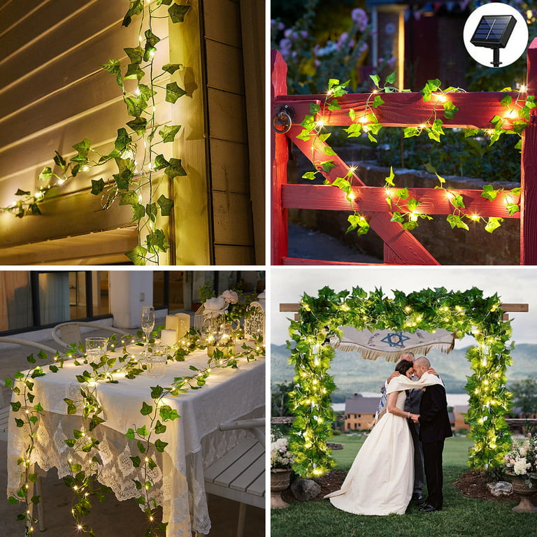GEEKEO Solar Fairy Lights Curtain Outdoor, Artificial Ivy Green Leaf String  Lights 10M/32.8FT 100 LEDs Fairy Lights Outdoor Solar Interior for Bedroom