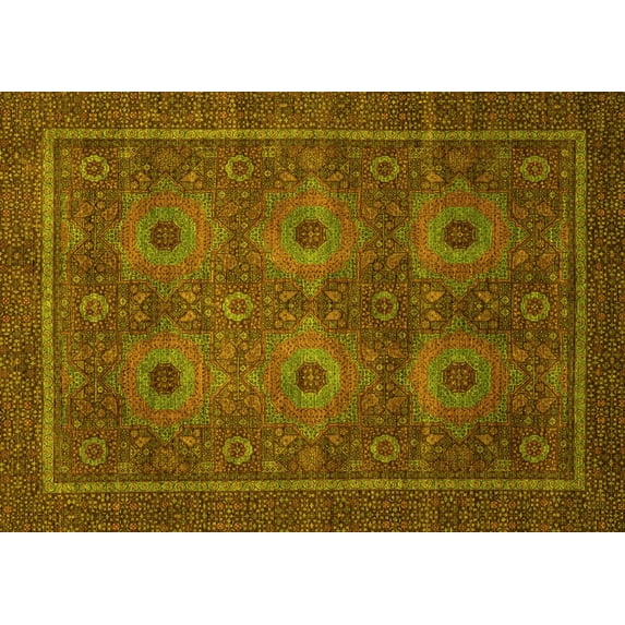 Ahgly Company Machine Washable Indoor Rectangle Abstract Yellow Modern Area Rugs, 2' x 3'