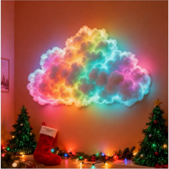 2026 New DIY USB-Powered Thundercloud Led Light Decor, 3D Thunder Cloud Led Lights for Ceiling with Music Sync, Voice-Activated Sensor, for Bedroom, Party, Gaming Room (LED 800CM)