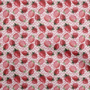 oneOone Cotton Poplin Twill Light Pink Fabric Fruits Dress Material Fabric Print Fabric By The Yard 56 Inch Wide