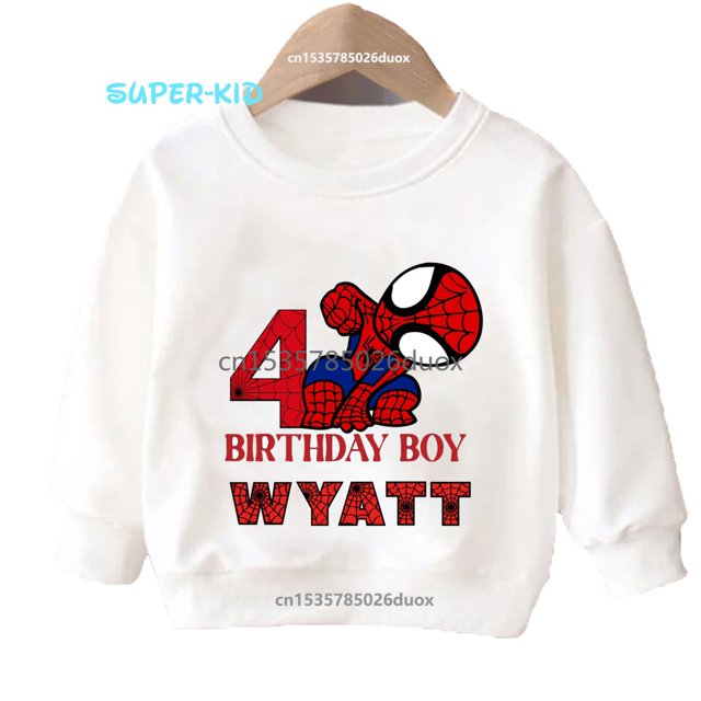 2024 nuevo invierno Geburtstag Spiderman personalizado nombre niño sudaderas con capucha 2 3 4 5 6 7 8 9 Jahre Wunder Spiderman Geburtstag Jungen sudaderas