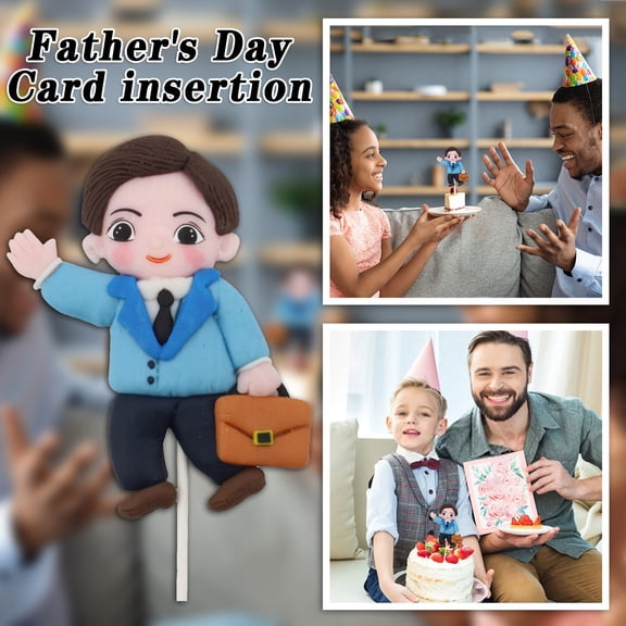 1Pc Father'S Day Cake Topper Gift Father'S Day Cupcake Toppers For Kitchen,Soft Clay (D)